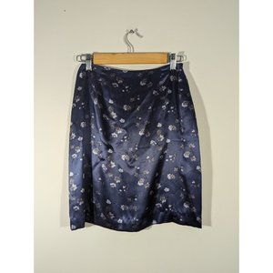NEW I.N.C Blue Purple Floral Silk Skirt Women's Size 4
